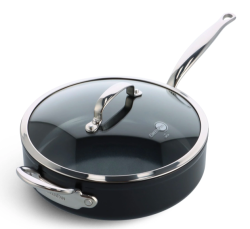 GreenPan BARCELONA PRO hluboká pánev 28 cm s poklicí a pomocnou rukojetí, černá
