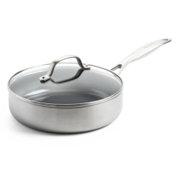 GreenPan GENEVA soté pánev 24 cm s poklicí, nerezová
